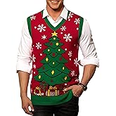 Arvilhill Mens Christmas Sweater Vest Ugly V-Neck Sleeveless Santa Gingerbread Pullover (S-3XL)