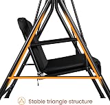 Yaheetech 3 Seater Outdoor Swing Chair Canopy Removable Cushions Black view 8
