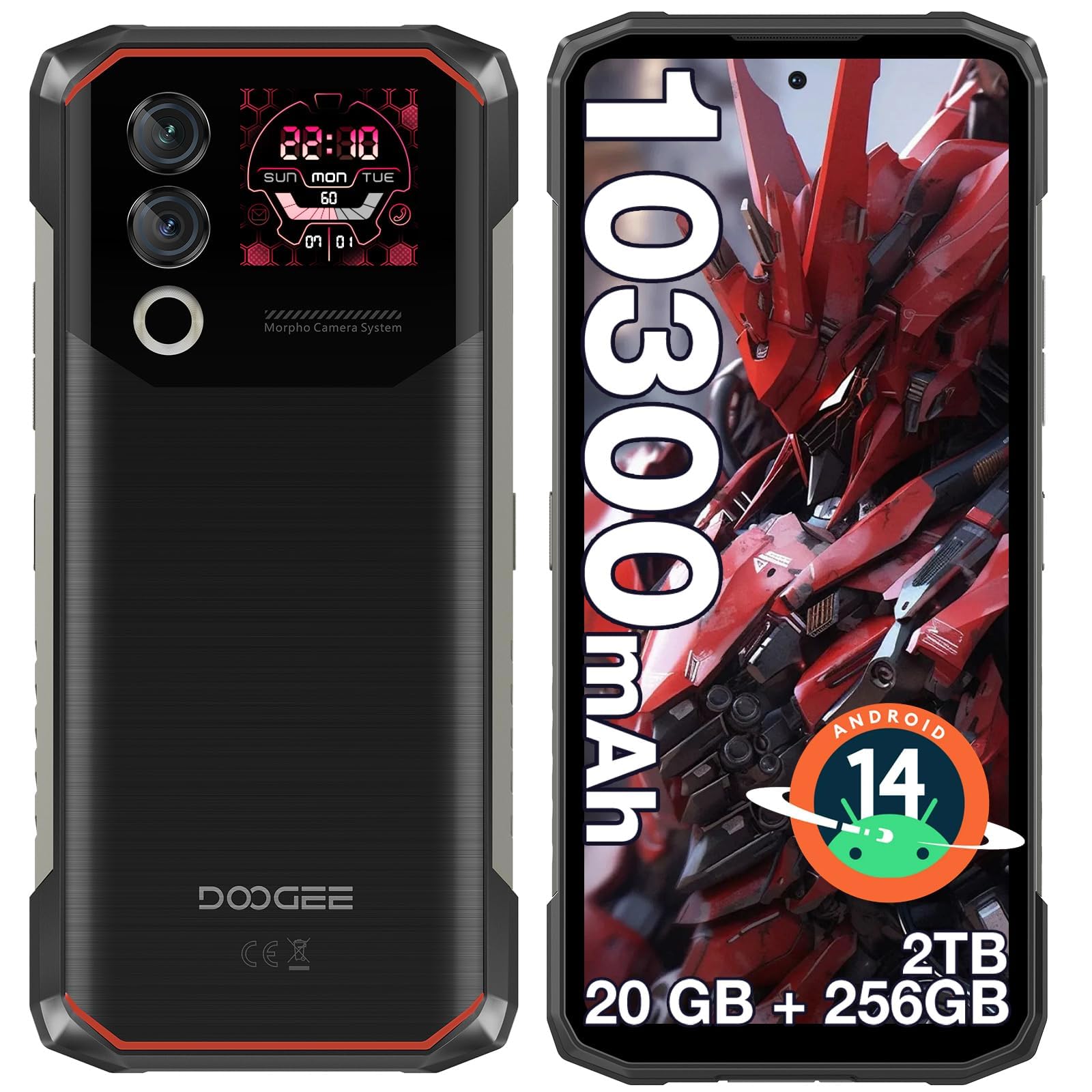 Photo 1 of DOOGEE Blade 10 Max Rugged Smartphone, 6.56" HD+ 1.54" Dual Screen Rugged Phone Unlocked with 10300mAh Battery,20GB+256GB/2TB,4G Dual SIM Cellphones,Android 14/NFC/Face Unlock/Fingerprint/OTG