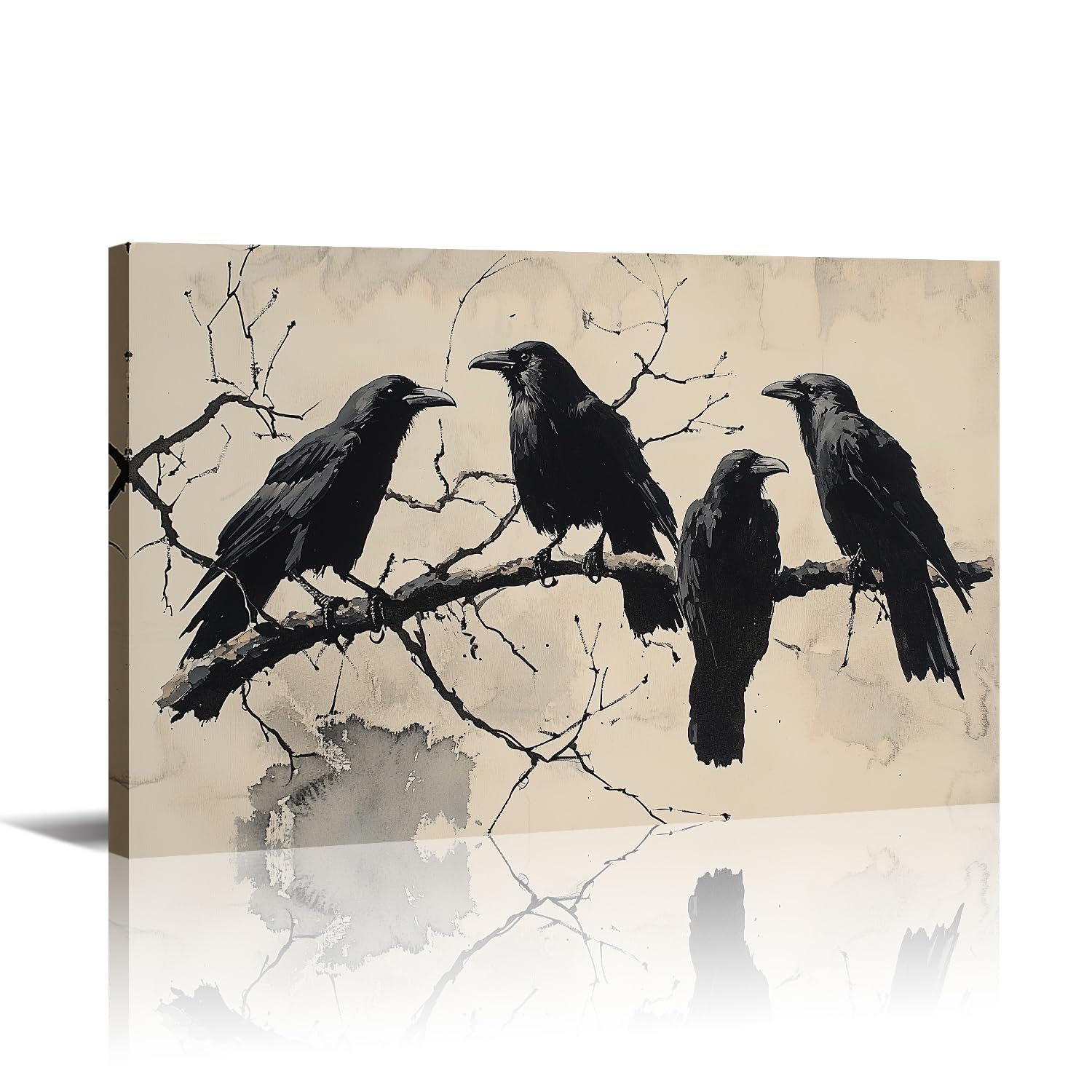 Crows Canvas Wall Art Black Birds Picture Dark