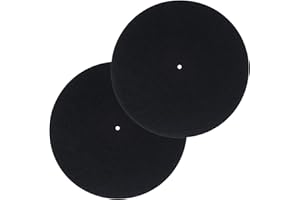 BREMOROU 2Pcs Record Player Slip Mat,Felt Slipmats For Vinyl Turntable,Record Player Mat,12-Inch Turntable Black Records Players Mats,Stabilizer Reduces Noise and Sounds Static Dust For Home