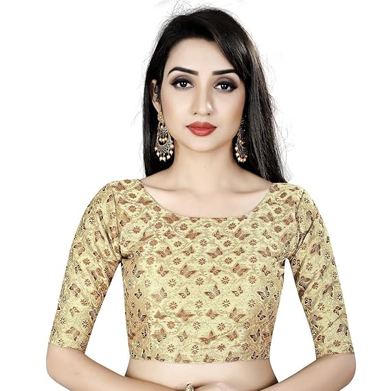 Printed Readymade Round Neck Saree's Blouse For Women