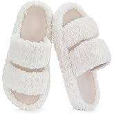 RockDove Women’s Pluffie Slippers with Arch Support & Memory Foam, Cozy Faux Fur Open Toe House Shoes, Gift-Ready Indoor Outdoor Comfort