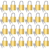 24 Pcs Keyed Padlock, Solid Brass Padlock with Key | (These keys are compatible only with the corresponding lock), Small Keyed Padlocks, 25mm Wide Lock Body for Luggage, Toolbox