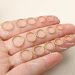 20G 18G 16G Titanium Nose Ring Hoop, Cartilage Hoop