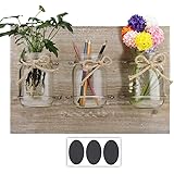 Wooden Plaque with Mason Jars - Rustic Wall Décor
