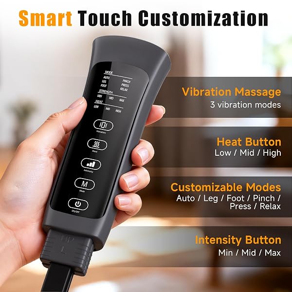 BANSPOL LEG MASSAGER WITH HEAT AND COMPRESSION, FOOT AND CALF MASSAGER FOR CIRCULATION AND PAIN RELIEF, COMPRESSION BOOTS WITH HANDHELD CONTROLLER, 6 MODES 3 INTENSITIES, GIFT FOR MOM DAD