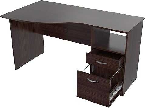 Amazon Com Inval America Curved Top Desk Espresso Wenge Silver Furniture Decor