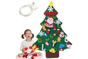 Woheti 2024 New Montessori Christmas Tree for Toddlers, Felt Christmas Tree for Toddlers with Lights, Oversized Felt Christmas Tree with Lights (B)