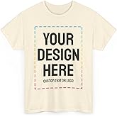 Custom T-Shirt Print with Text, Image or Logo - Personalized Printed Cotton Tees - Design Your Own Shirt for Men and Women