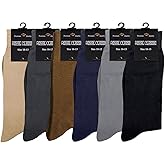 Royal Classic MENS MIX COLOR DRESS SOCKS COTTON BLEND 6 PAIRS FORMAL SOLID COLORS CASUAL CREW 10-13