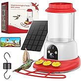 Hummingbird Feeder with Camera Solar Powered,Bird Cam with 1 Year Trial AI Identify,Ant Moat & Bee Proof,Easy Clean,Outdoor Hanging,Ideal Gifts for Hummingbird Lover