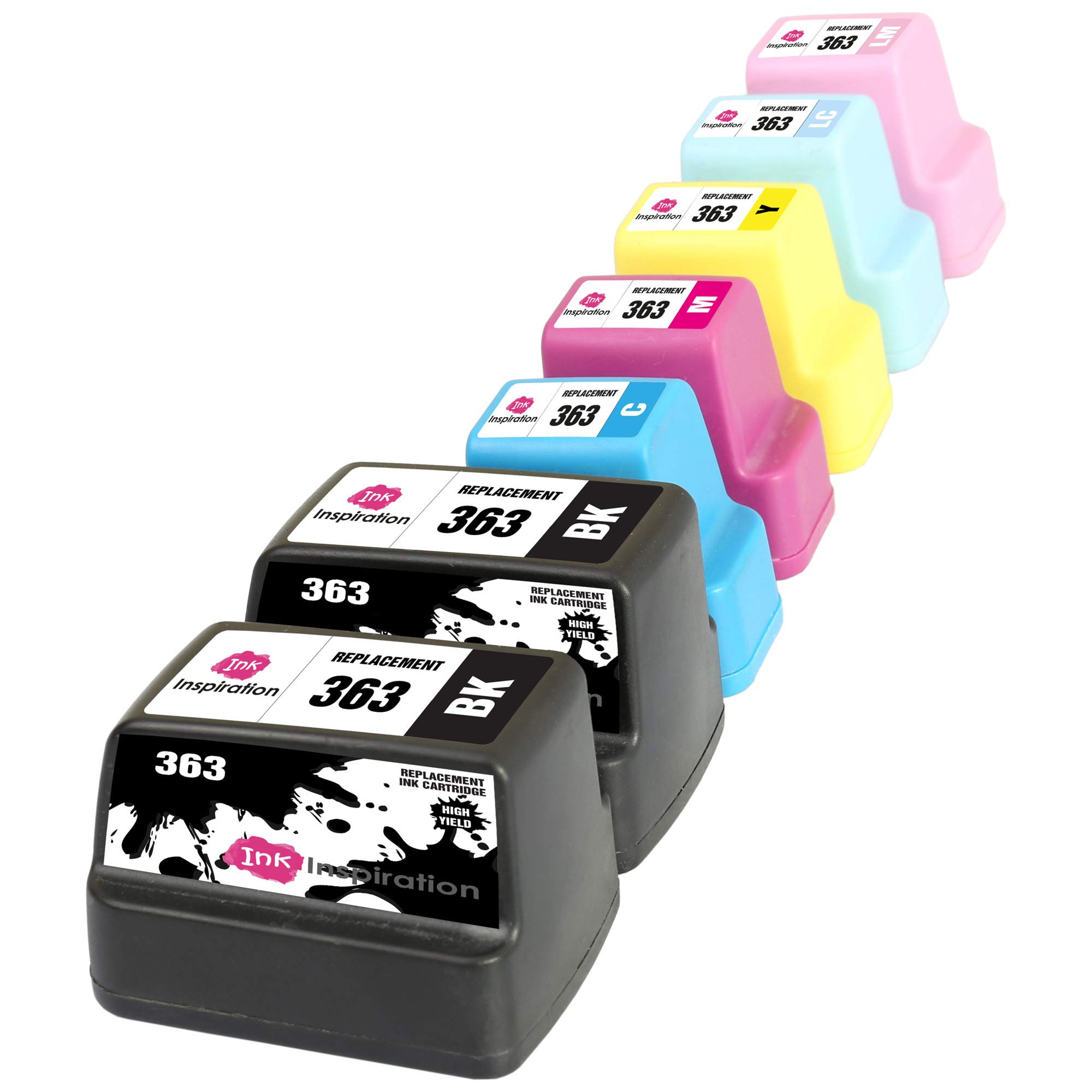 Ink Inspiration® Replacement for HP 363 Ink Cartridges 7-Pack, Use with HP Photosmart C7280 C8180 C5180 C6180 C6280 C7180 3310 3210 3110 8250 D6160 D7160 D7260 D7460