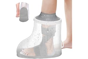 DNEOUXI Waterproof Foot Cover for Shower Adult with Upgraded Non-Slip Bottom, Shower Boots for Foot after Surgery, Watertight Ankle Cast Protector Showeing Boot Cover for Bandage Dressing Wound, Reusable