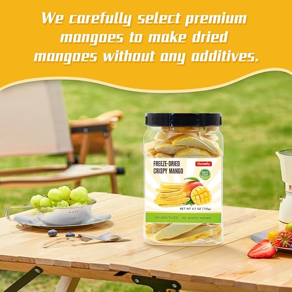 FREEZE DRIED MANGO,135G/4.7OZ,NATURAL FROZEN MANGO CHUNKS,HEALTHY FRUIT SNACK CHIPS FOR BAKING,TEA,SMOOTHIE, YOGURT,NO ADDITIVES,NO SUGAR ADDED