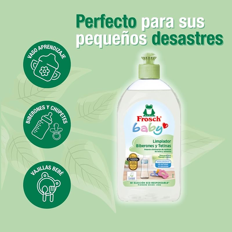 - Garrafas, Tetas e Chupetas Ecológicas de Detergente com Pantenol | Hipoalergénico e Gel de Limpeza Sem Fragrância | Embalar 2 x 500 ml