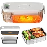 TOTITOM Cordless Electric Lunch Box for Adults, 34oz/1L Heated Lunch Box with Timer & Adjustable Heating, 14000mAh Rechargeable Portable Food Warmer Lunch Boxs for Office, Travel, Picnic, Outdoor