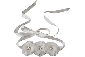 Oyabridal Flower Girl Sash Belt for Dresses Bride/Bridesmaid Sash Belts Flower Pearls Sashes for Wedding Dress