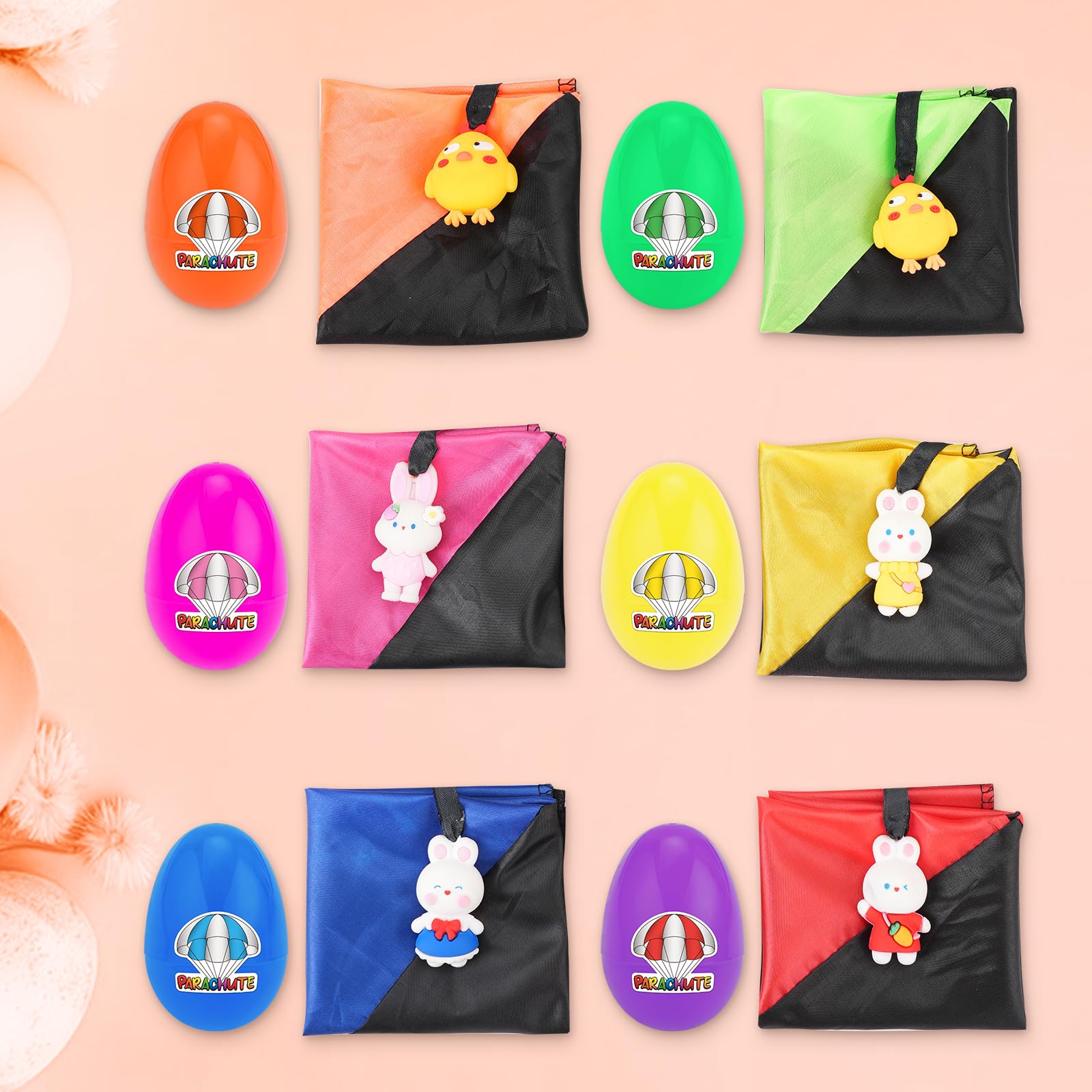 Easter Basket Stuffers, 6 Pack Prefilled Easter Eggs with Parachute Toys Gifts for Kids Toddlers Teens Girls & Boys