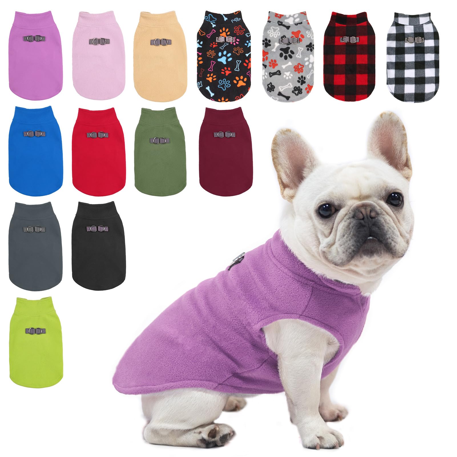 BEAUTYZOO Dog Fleece Vest, Winter Jacket for Small–Medium Dogs with D-Ring Leash, Cold Weather Hooded Coat, XS S M Female or Male Dogs