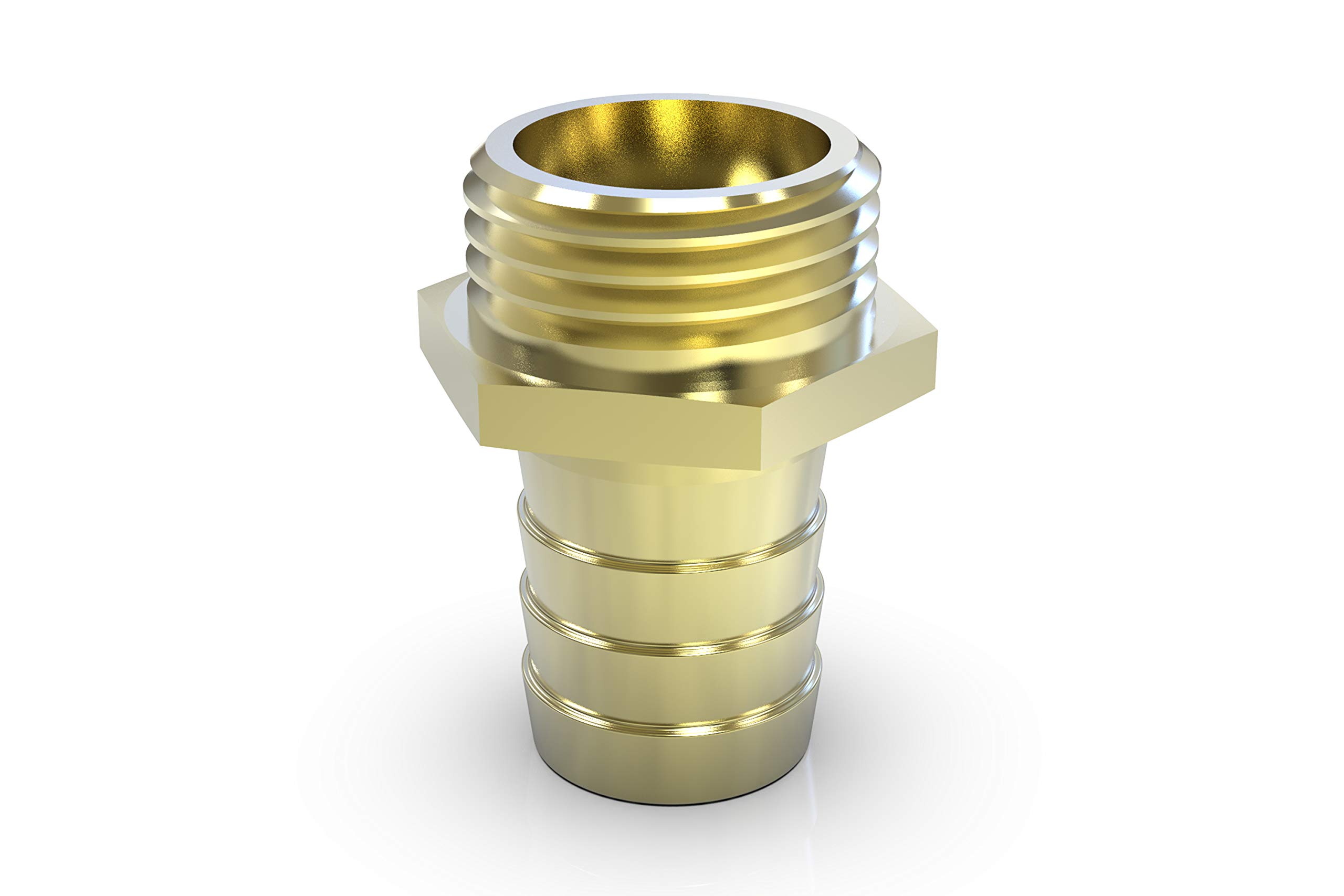 ABA Beul 10010.229.2 Threaded Hose Barb with Hex and Male Thread, Brass, 3/4 x 25