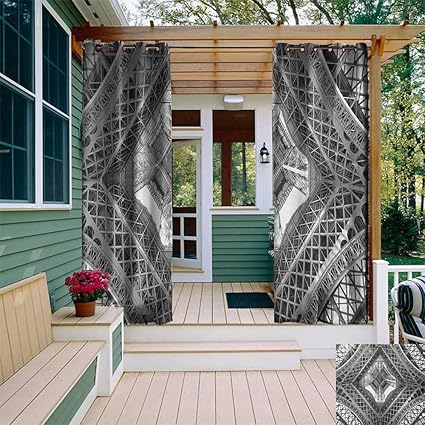 Amazon Com Leinuoyi Black And White Outdoor Curtain Panels Set