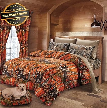 Amazon Com Gatton Premium New 7 Pc Orange Camo Comforter With