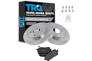 TRQ Rear Brake Pad & Rotor Kit Brake Pads Brake Rotor Ceramic Compatible with 2008-2012 Chrysler Town & Country Dodge Grand Caravan 2009-2013 Journey 2012 Ram C/V 2009-2012 Volkswagen Routan