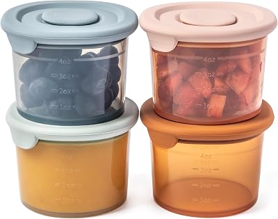 Moonkie 4 Pack 120ml Silicone Baby Food Storage Containers with Airtight Lids
