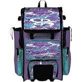 Boombah Rolling Superpack Baseball/Softball Gear Bag - Telescopic Handle - Holds 4 Bats - Wheeled Version - Razor Multiple Colors