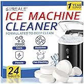 STREALE Ice Machine Cleaner Maker and Descaler - 24 Ice Maker Cleaner Tablets Compatible with All Major Brands, Nickel Safe Descaler Countertop Portable Commercial Icemaker Cleaning Solution
