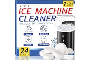STREALE Ice Machine Cleaner Maker and Descaler - 24 Ice Maker Cleaner Tablets Compatible with All Major Brands, Nickel Safe D