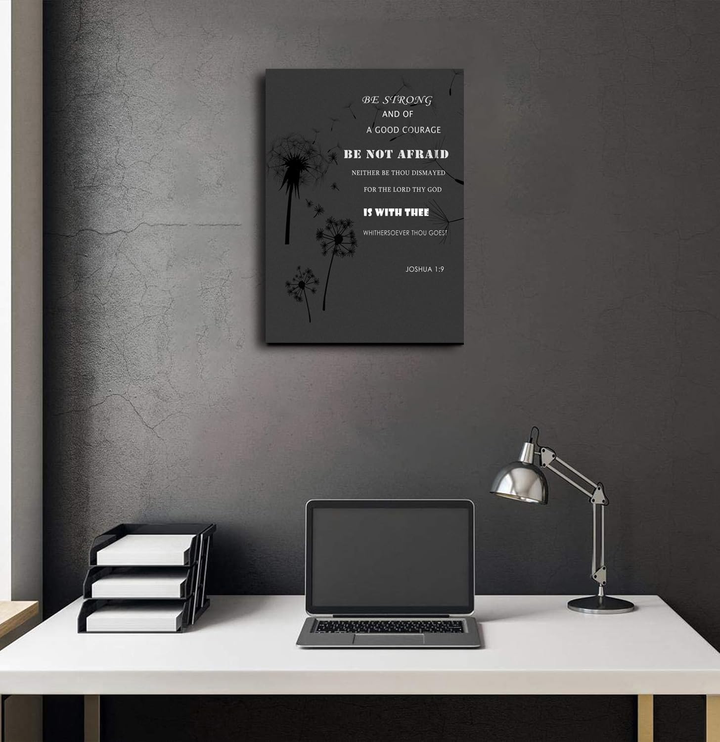 Bible Verse Canvas Print Wall Art Be Strong and Good Courage Canvas Wall Painting Framed Home Office Posters Artwork Decoration