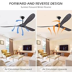 Solid Wood Ceiling Fans Without Light, 70 Inch Real