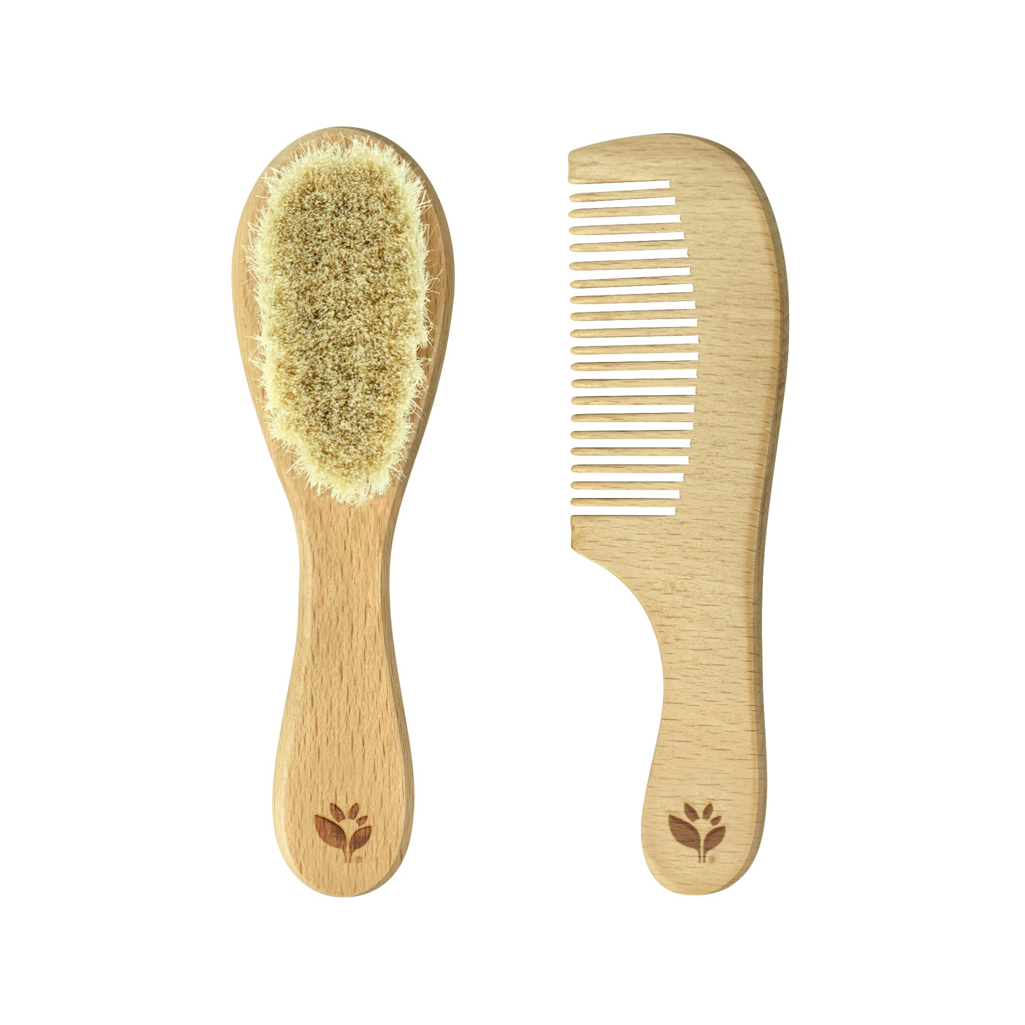 Green Sprouts Wooden Brush and Comb Set, Natural