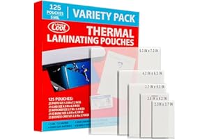 5MIL Thermal Laminating Sheets (125 Count) Photo, Card, Notecard, ID Badge, and Business Card Sizes, Dry-Erase Friendly Lamin