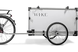 WIKE Landscaping & Utility Aluminum Cargo Bike Trailer: Inside Cargo dims 26" Wx43 Lx24 W - Easy Load Tailgate, 4 Tool Holder