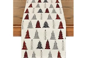 Artoid Mode Xmas Tree Christmas Table Runner, Seasonal Winter Kitchen Dining Table Decoration for Home Party Decor 13x72 Inch