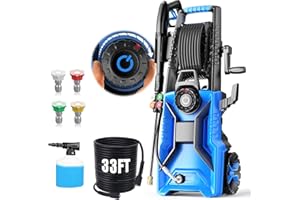 IMDOT 5000 PSI Adjustable Pressure Cleaner, 2025 New Power Cleaner Pressure Adjustable (2500PSI-5000PSI) with 33ft Pressure Hose, 4 Nozzle and Detergent Tank for Cars, Upgraded Blue