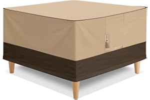 PatioGem Heavy Duty Outdoor Ottoman Cover 32X32X17 Inch Square, Waterproof Patio Ottoman Cover with 2 Buckle Straps and Air Vents, Patio Side Table Cover