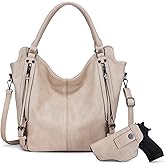 Concealed Carry Hobo Purse for Women Faux Leather Crossbody Shoulder Bags Large Tote Bag with Detachable Holster