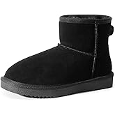 DREAM PAIRS Snow Boots for Women Genuine Suede Faux Fur Lining Anti-Slip Warm Winter Booties Slip On Memory Foam Ankle Boots FuzzyClassicⅡ Low Boots
