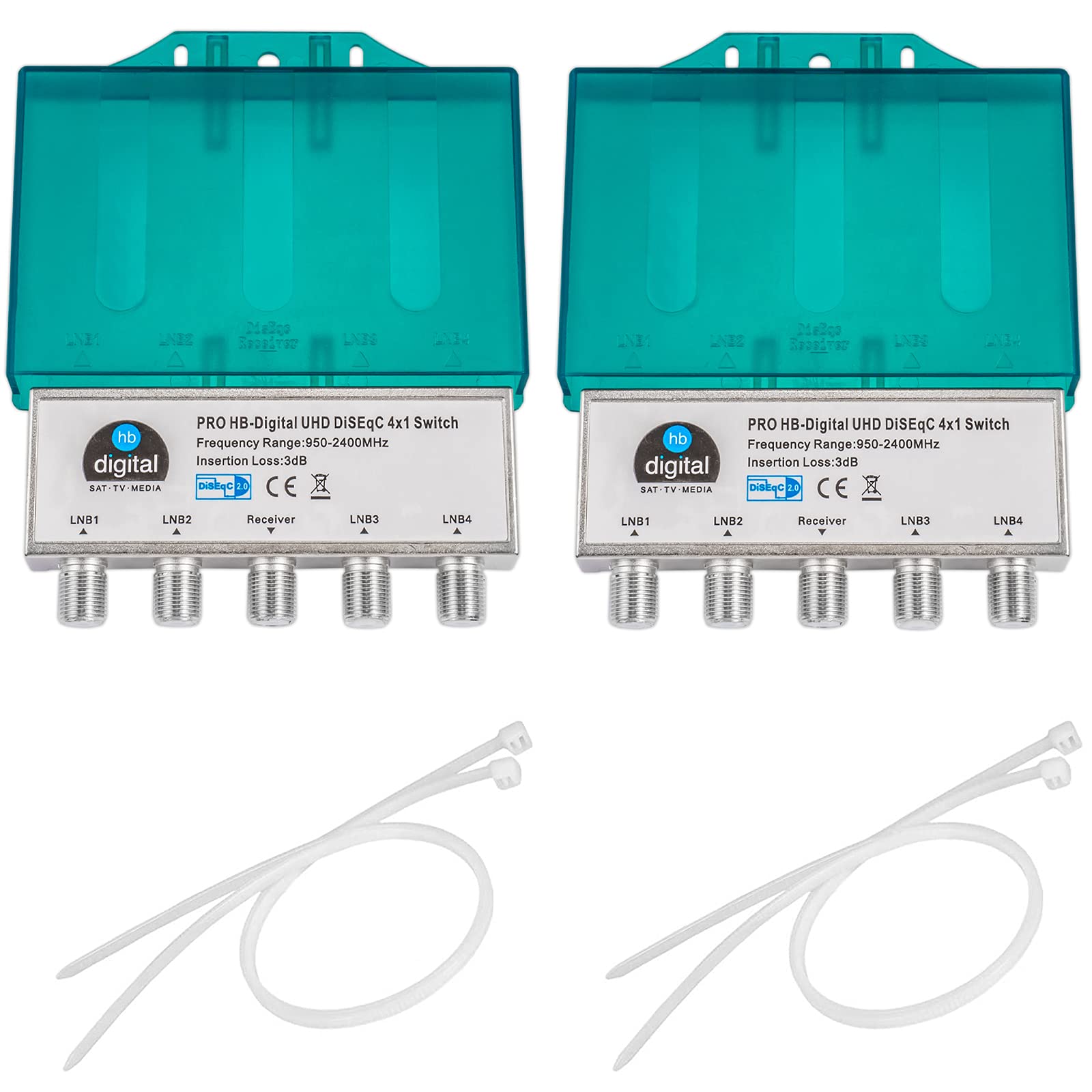 HB Digital DiSEqC Switch Switch with Weatherproof Housing Full HDTV 3D 4 K UHD