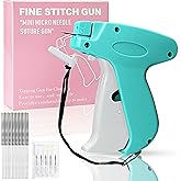 Stitch Gun for Clothes, Handheld Stitch Gun Quick Clothing Fixer,Sewing Kit Includes 1,000 Black Fasteners & 1,000 White Fasteners & 6 Needles (Blue)