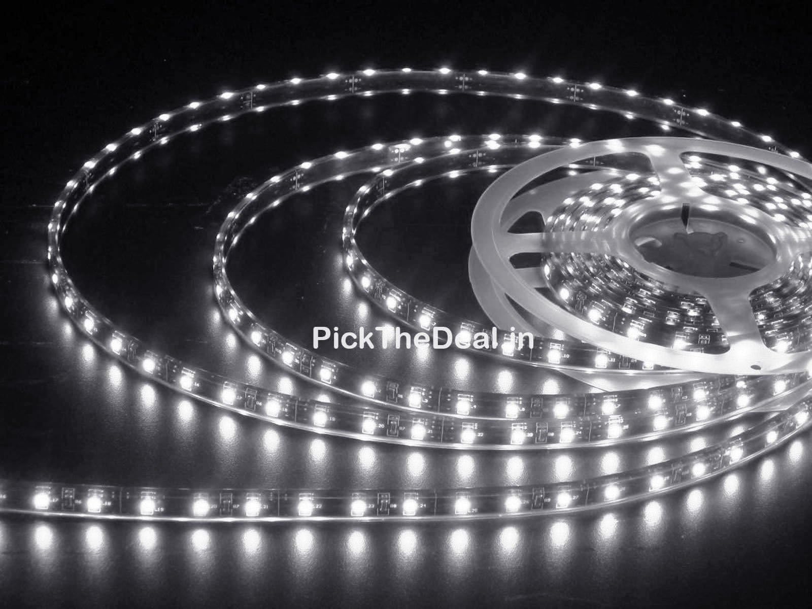 k3 Waterproof White 5 Meter 3528 LED Strip with 12V Adaptor 230V AC Decoration