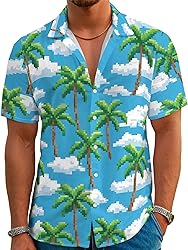 Hawaiian Shirts for Men Palm Tree Summer Beach