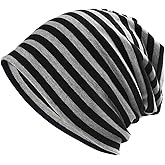 DOCILA Slouchy Beanie for Men Fashion Print Cotton Daily Skull Cap Stretch Soft Stocking Hat for Winter Fall Spring