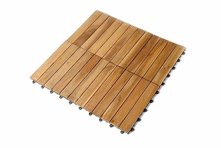 SAM Terrassenfliese 01 Akazienholz, Einzelfliese, FSC® 100% Zertifiziert, Bodenbelag mit Drainage Unterkonstruktion, Klickfli