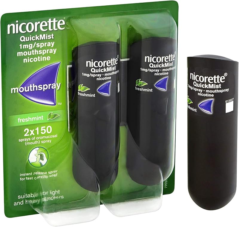 Nicorette QuickMist 1mg Mouthspray Freshmint 6 x 150 Sprays Pack of 2