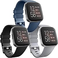 [3 Pack] Bands Compatible with Fitbit Versa 2 & Fitbit Versa & Fitbit Versa Lite/SE Band, Classic Adjustable Soft…